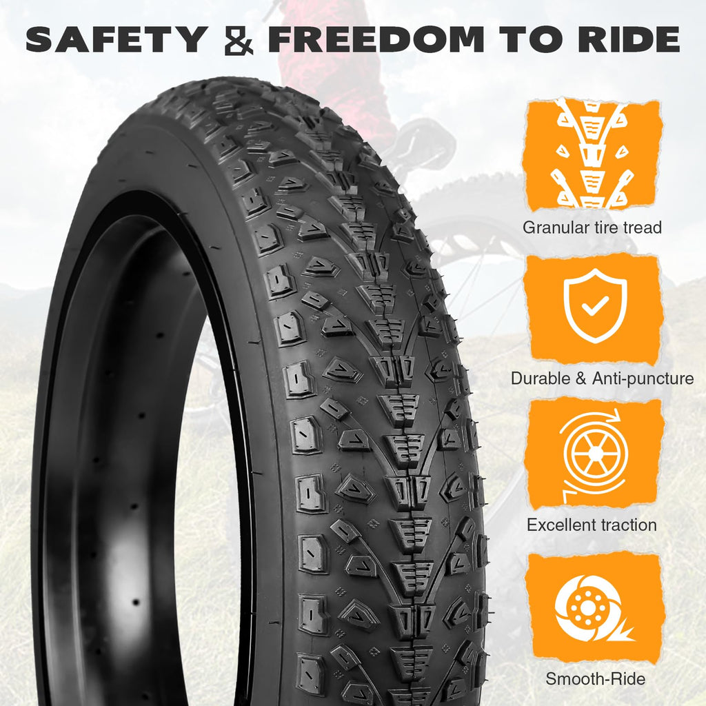 GRELiving 26x3.0 Inch E-Bike Fat Tyres – Heavy Duty Rubber (Pack of 2)