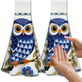 CUTHOLLOW 2Pcs Blue Owl Microfiber Tea Towels – Hanging Kitchen Dish Towels