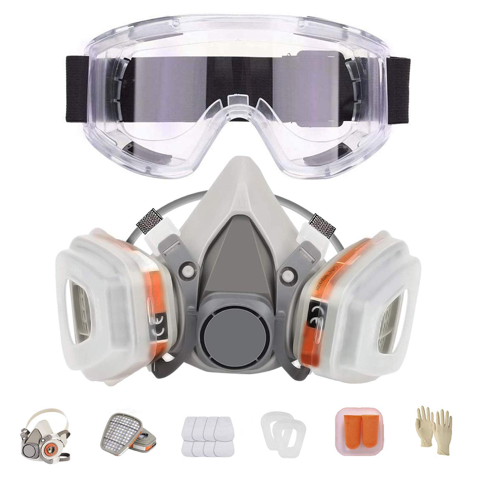 LAMANICE Reusable Half Facepiece Respirator Kit with Goggles & Filters
