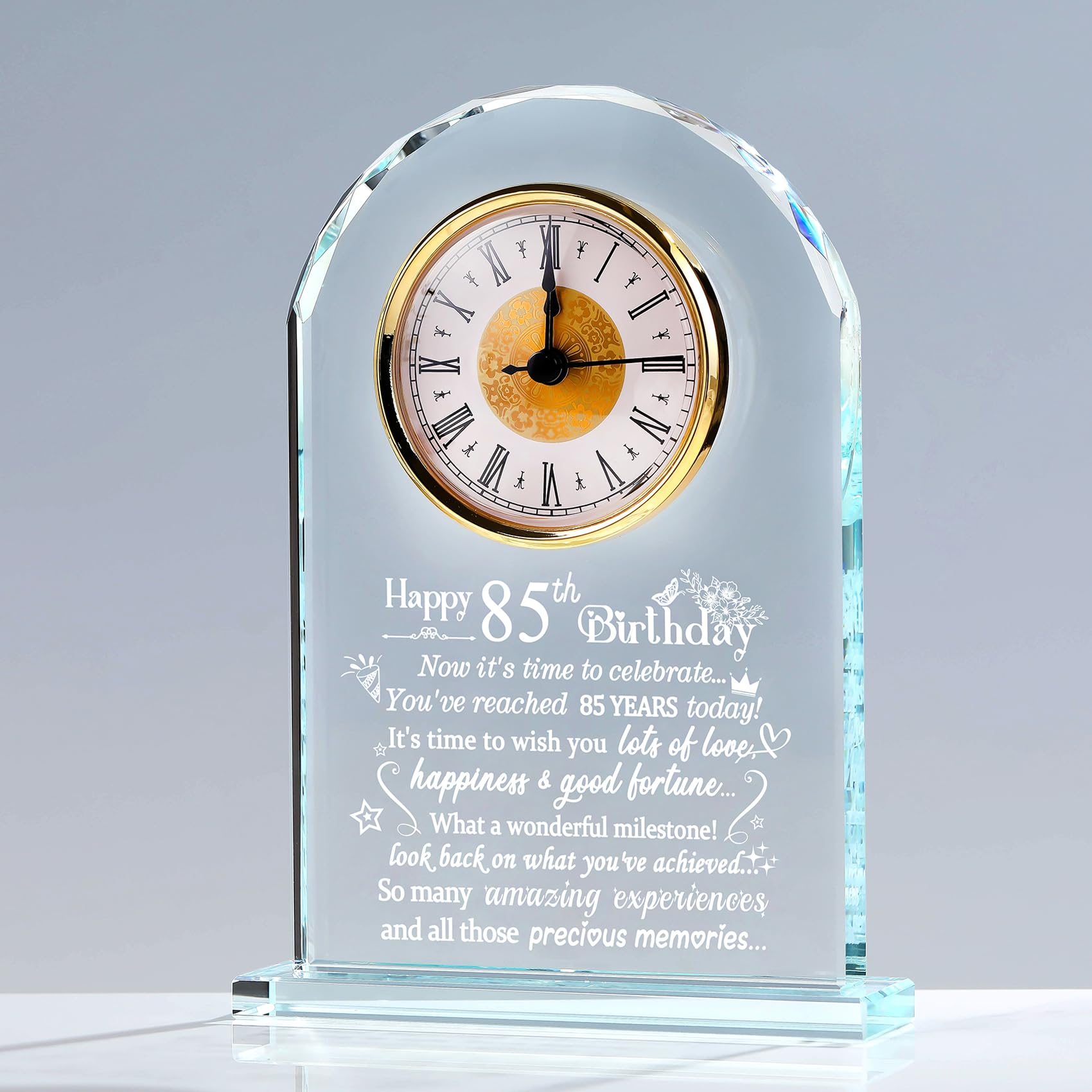 Ornalrist 85th Birthday Crystal Clock – Milestone Keepsake Gift for Men & Women
