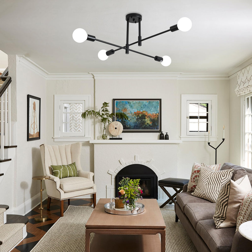 MRHYSWD Black Sputnik Ceiling Light – 4-Light Modern Industrial Chandelier