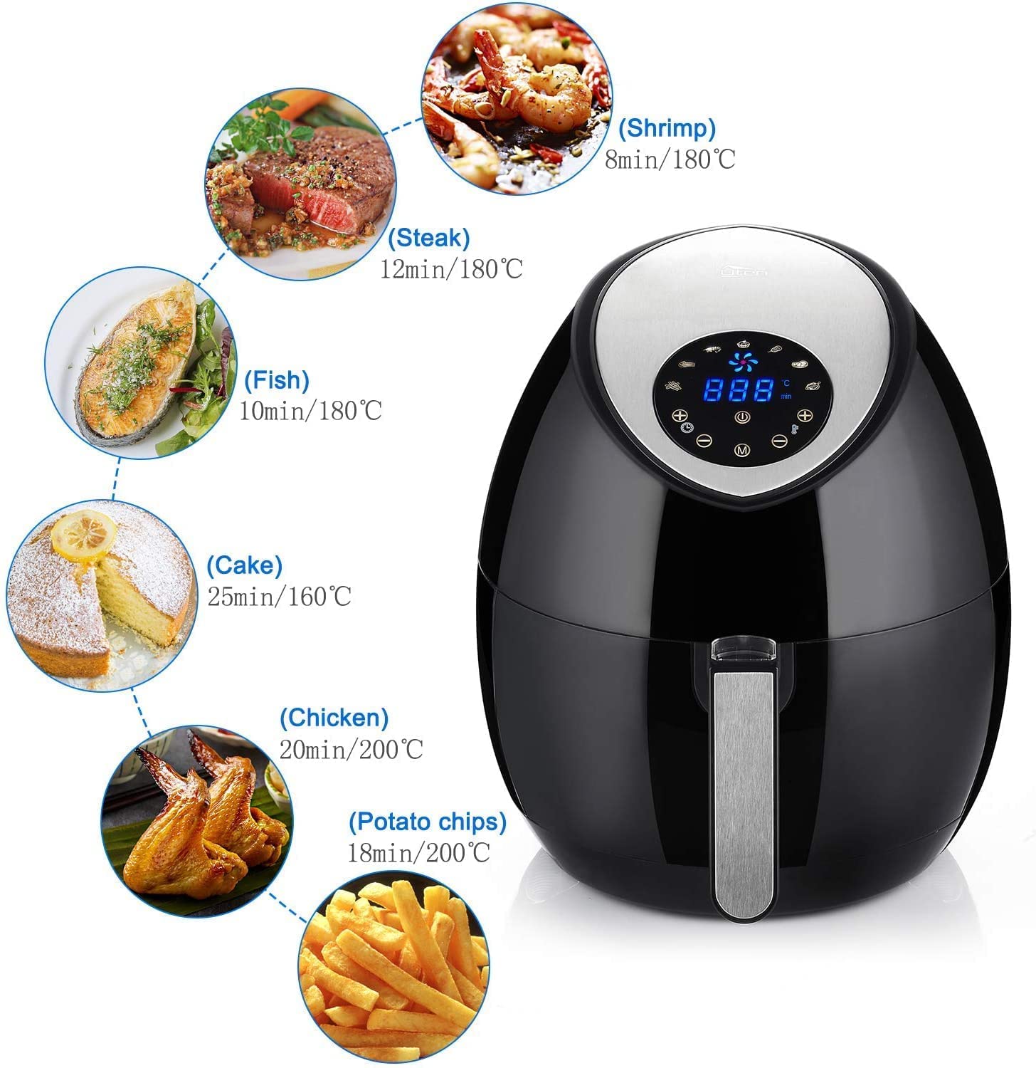 Uten 4.5L Digital Air Fryer Oven – Stainless Steel Oil Free Cooker