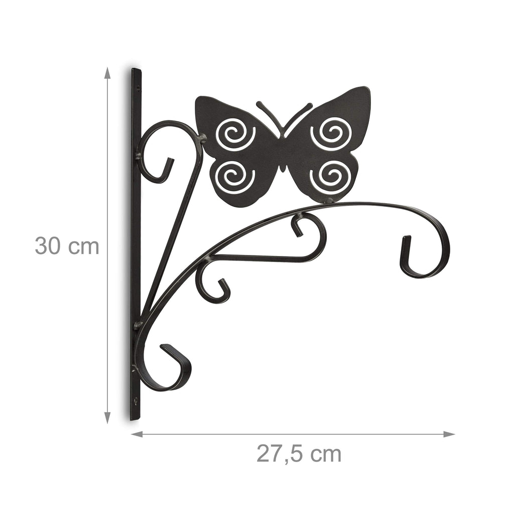 Relaxdays Metal Plant Hook – Butterfly Wall Hanger for Garden – Black