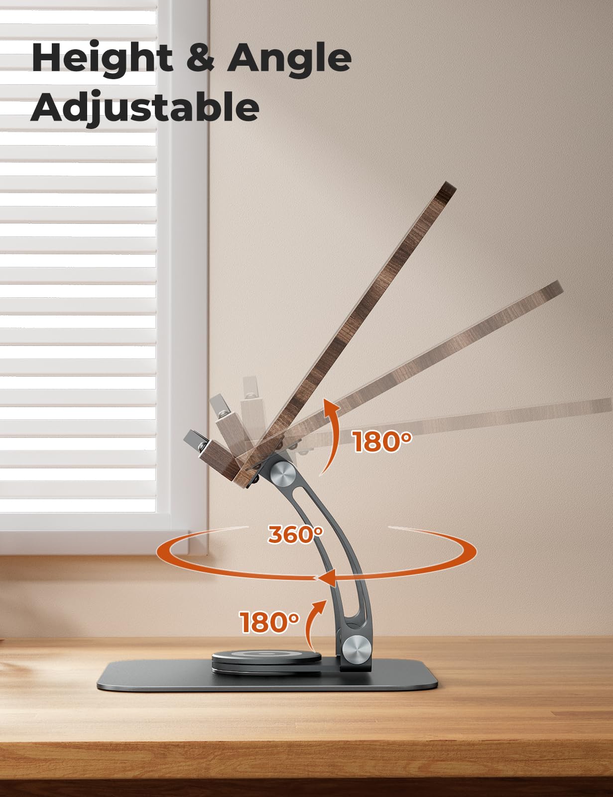 Tounee Adjustable Book Stand – 360 Swivel Foldable Holder for Reading