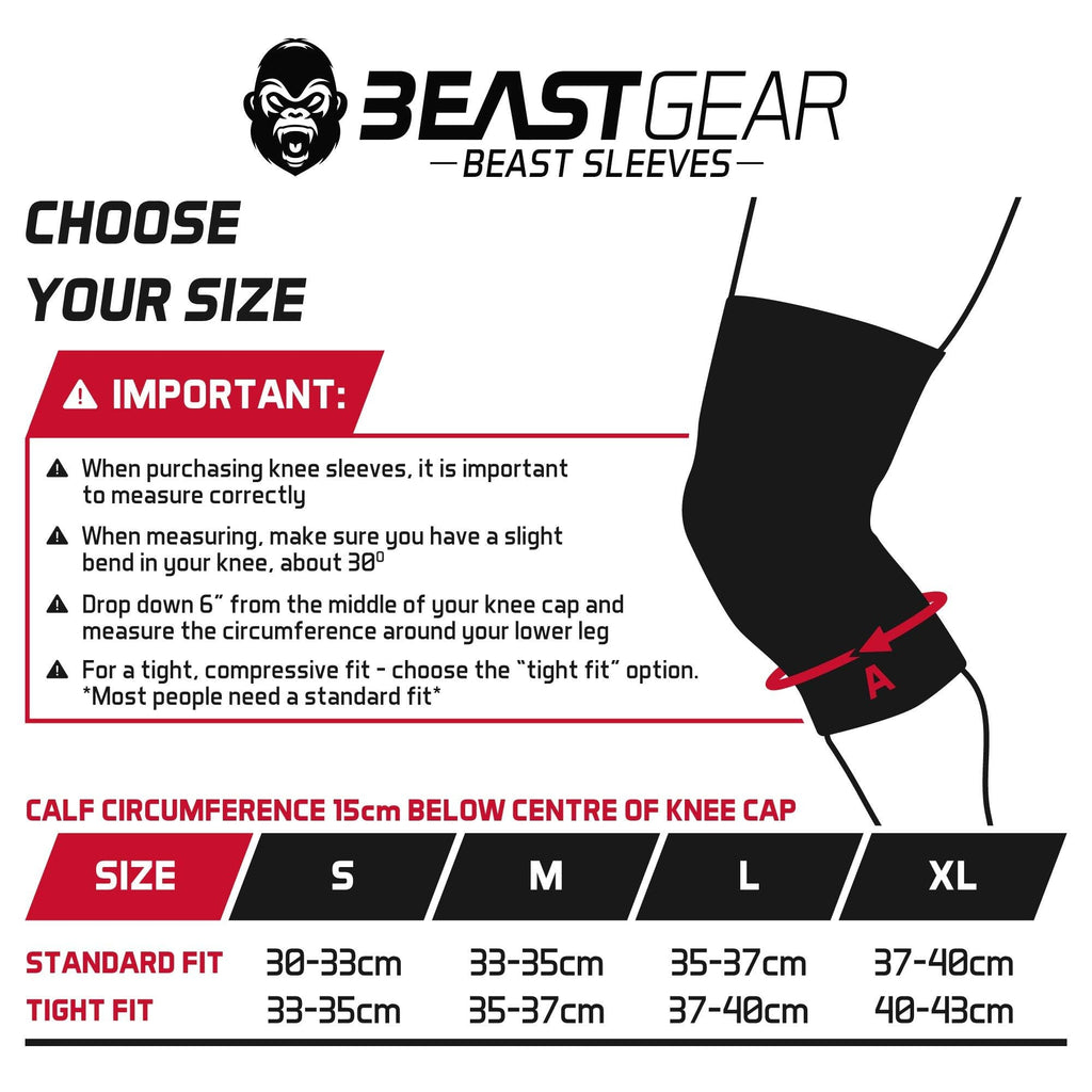 Beast Gear 5mm Neoprene Knee Sleeves for Powerlifting & Squats - Medium