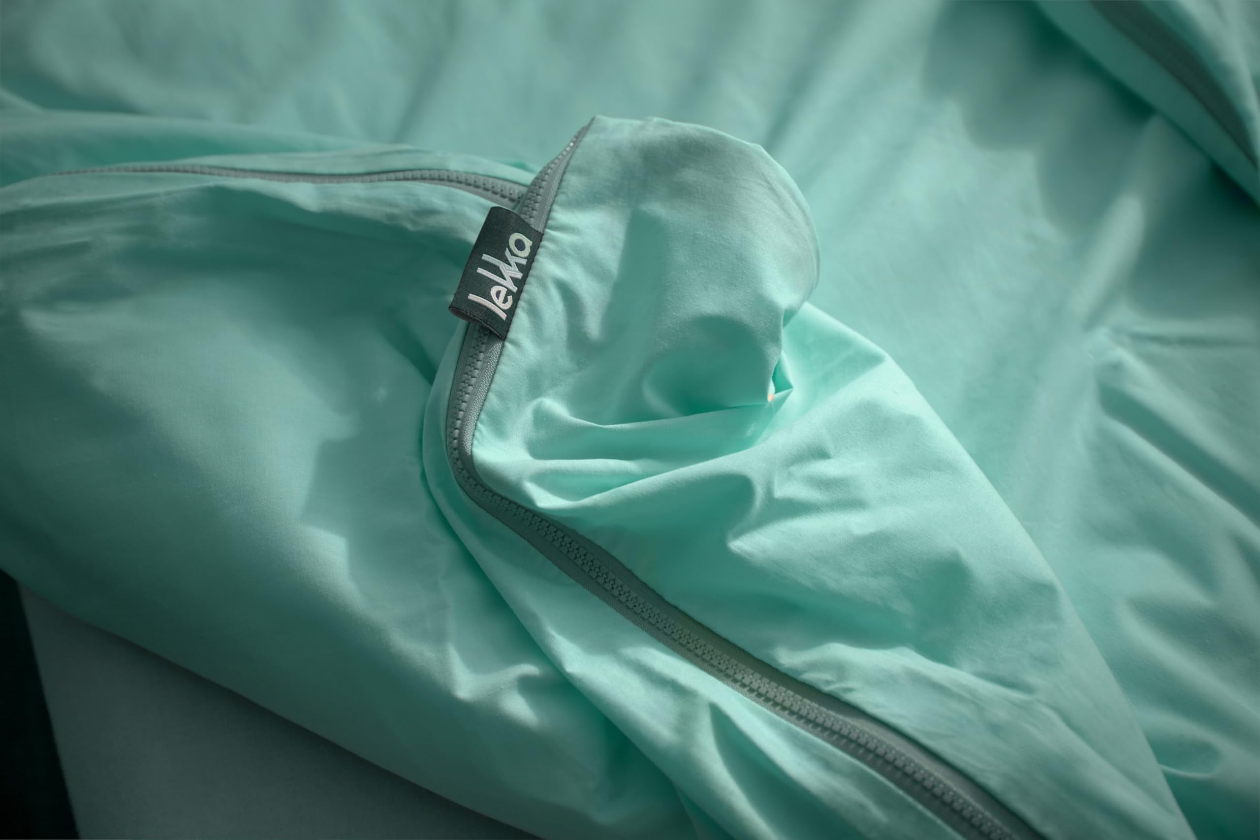 lekka King Size Zip-Around Duvet Cover Set – Easy-Iron Duck Egg