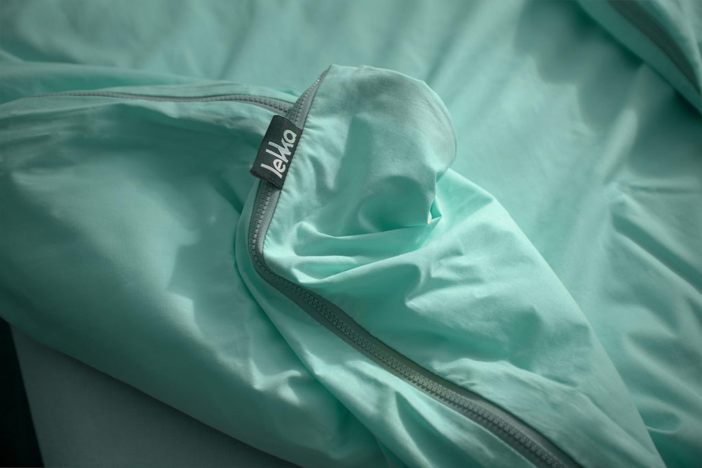 lekka Zip-Around Double Duvet Cover Set – Easy-Iron Duck Egg Blue