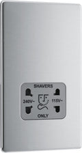BG Electrical Dual Voltage Shaver & Toothbrush Socket - Brushed Steel
