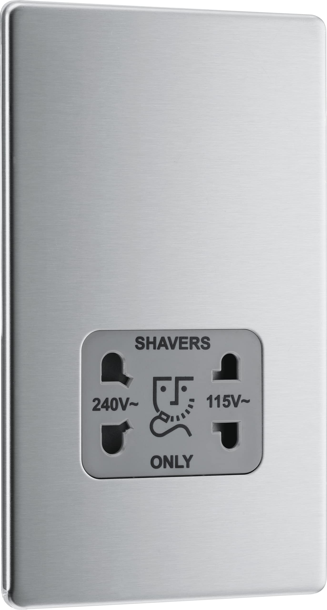 BG Electrical Dual Voltage Shaver & Toothbrush Socket - Brushed Steel