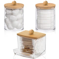 3 Pcs Cotton Pad Holder, Cotton Wool Bud/Swab/Ball Holder, with Bamboo Lid - image 1