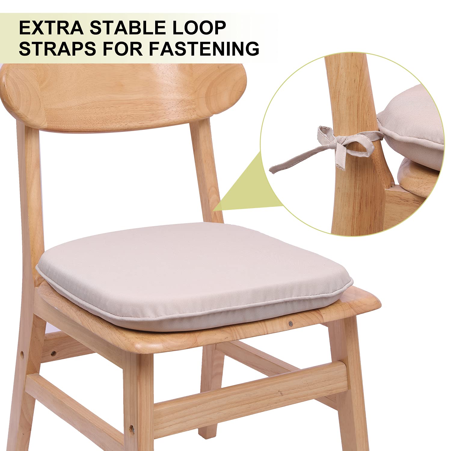 RACE LEAF Waterproof Garden Chair Cushions | Round Seat Pads - 6 Pack