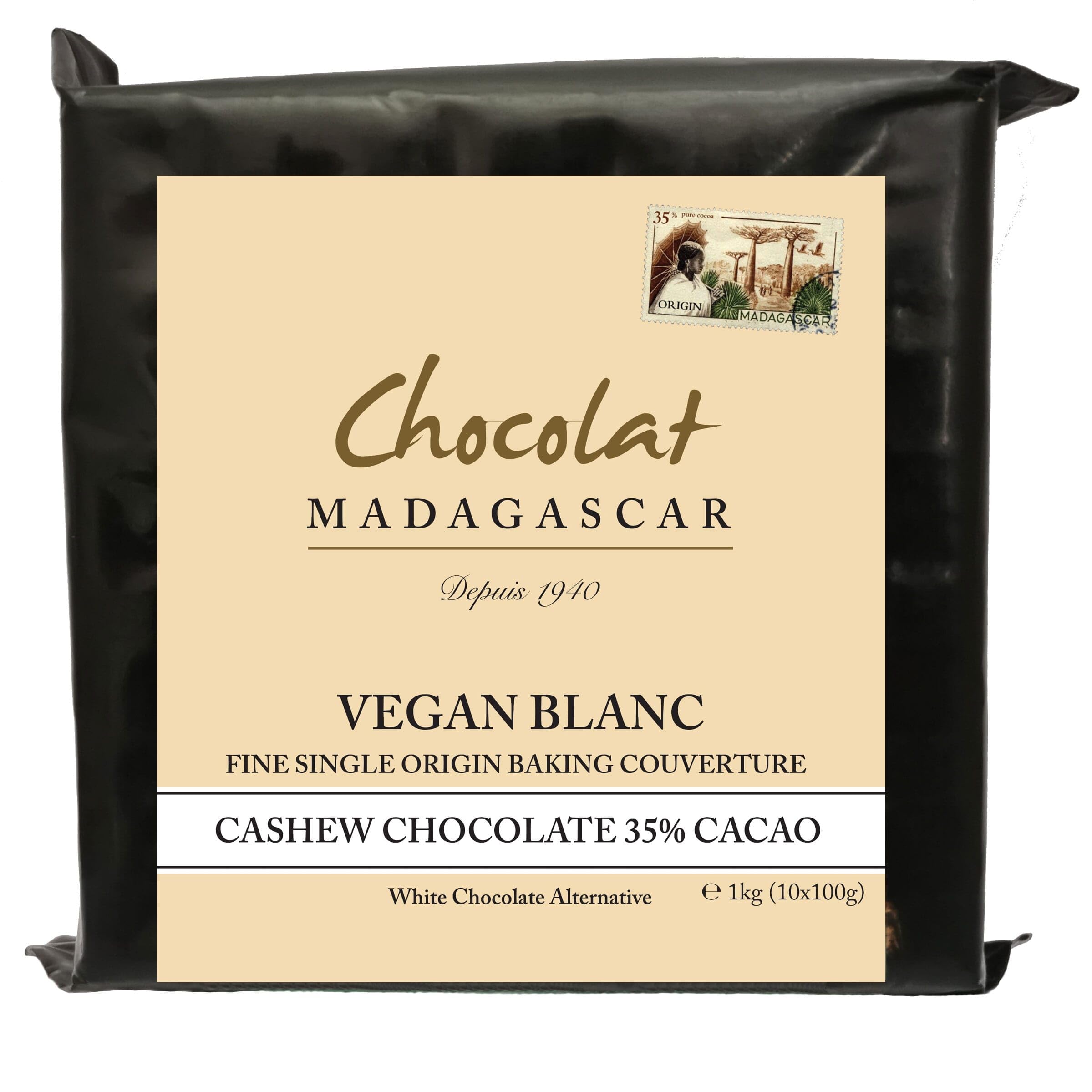 Chocolat Madagascar Vegan White Chocolate 35% Cashew Couverture – 1kg