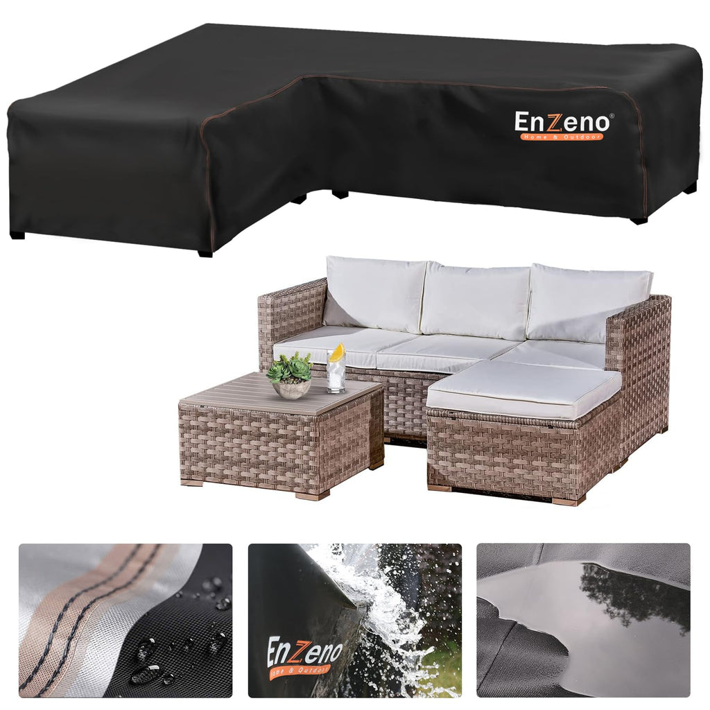 Enzeno L-Shaped Garden Sofa Cover | Waterproof 420D Oxford Fabric (210cm)