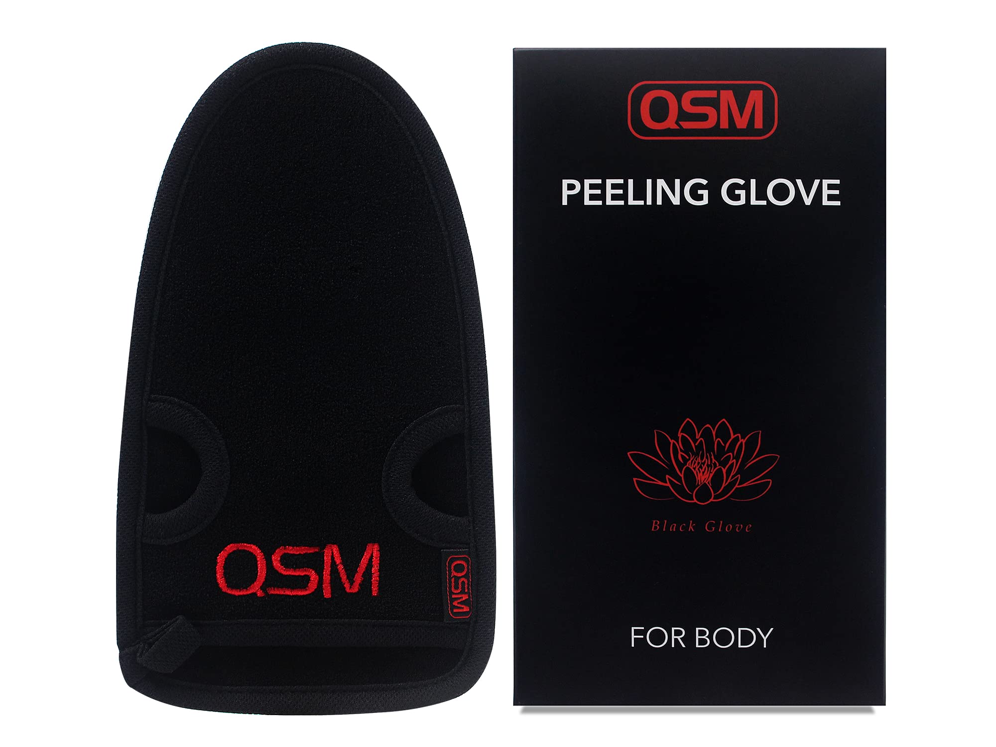 QSM Bamboo Exfoliating Glove - Dead Skin and Tan Remover Mitt (Black)
