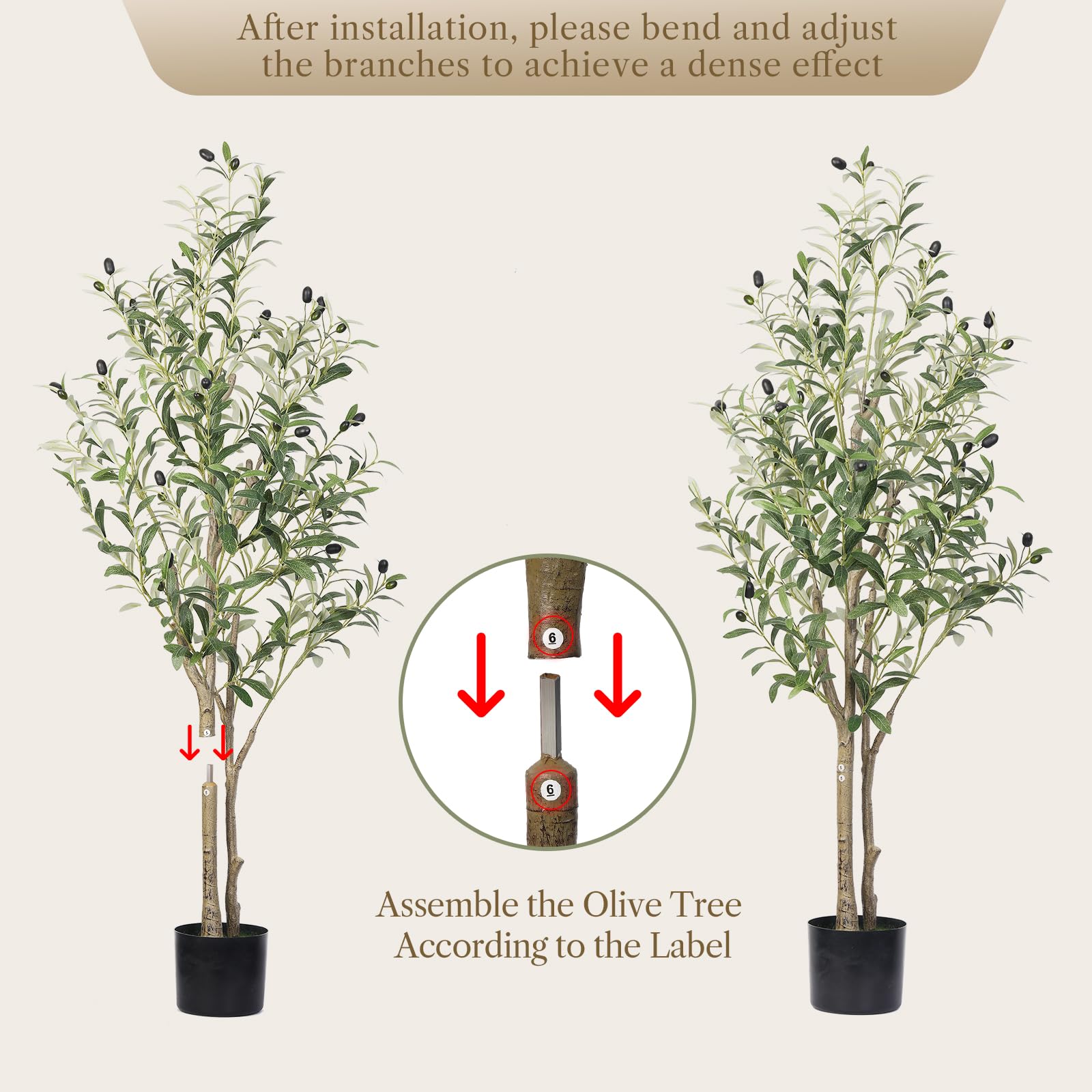 Alupssuc 4FT Artificial Olive Tree | Lifelike Faux Silk Potted Plant