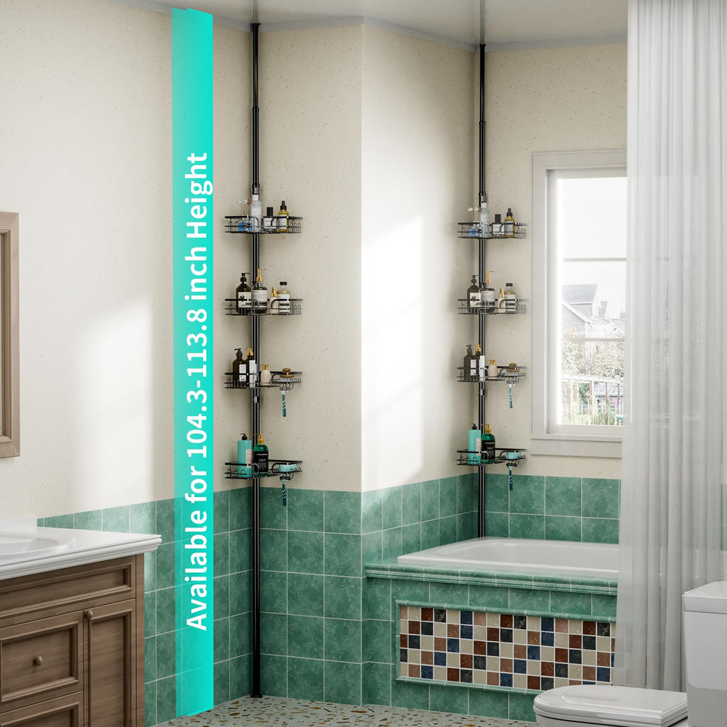 HapiRm Telescopic Shower Caddy – 4-Tier Rustproof Corner Organizer
