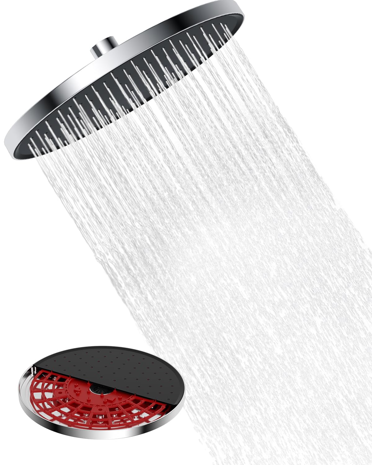 Hibbent 10 Inch Self-Cleaning Rainfall Shower Head – High Pressure Chrome