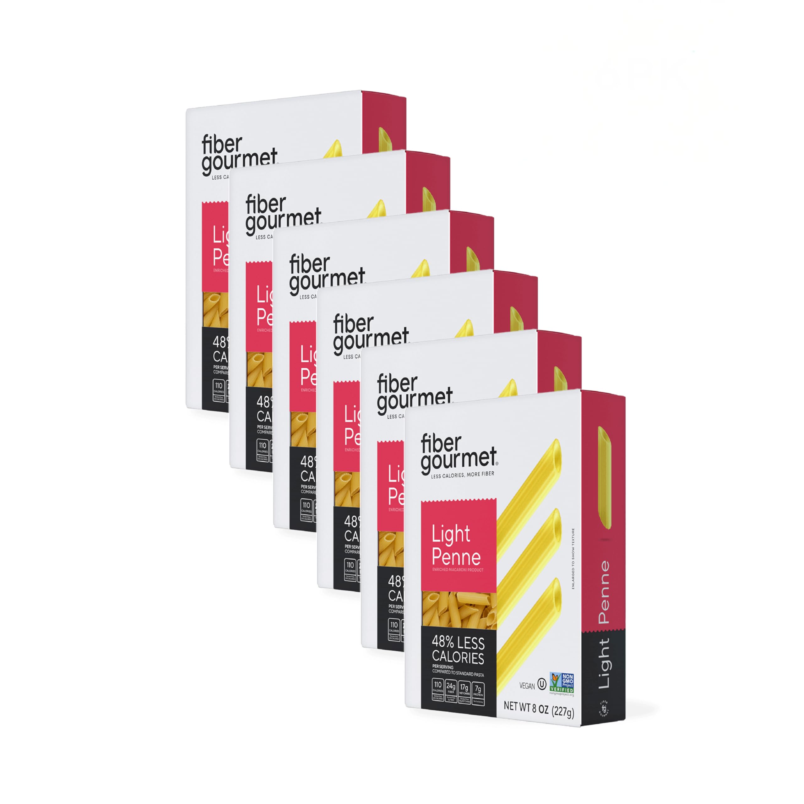 Fiber Gourmet Light Penne – Low Carb, High Fiber Pasta (6 Pack)