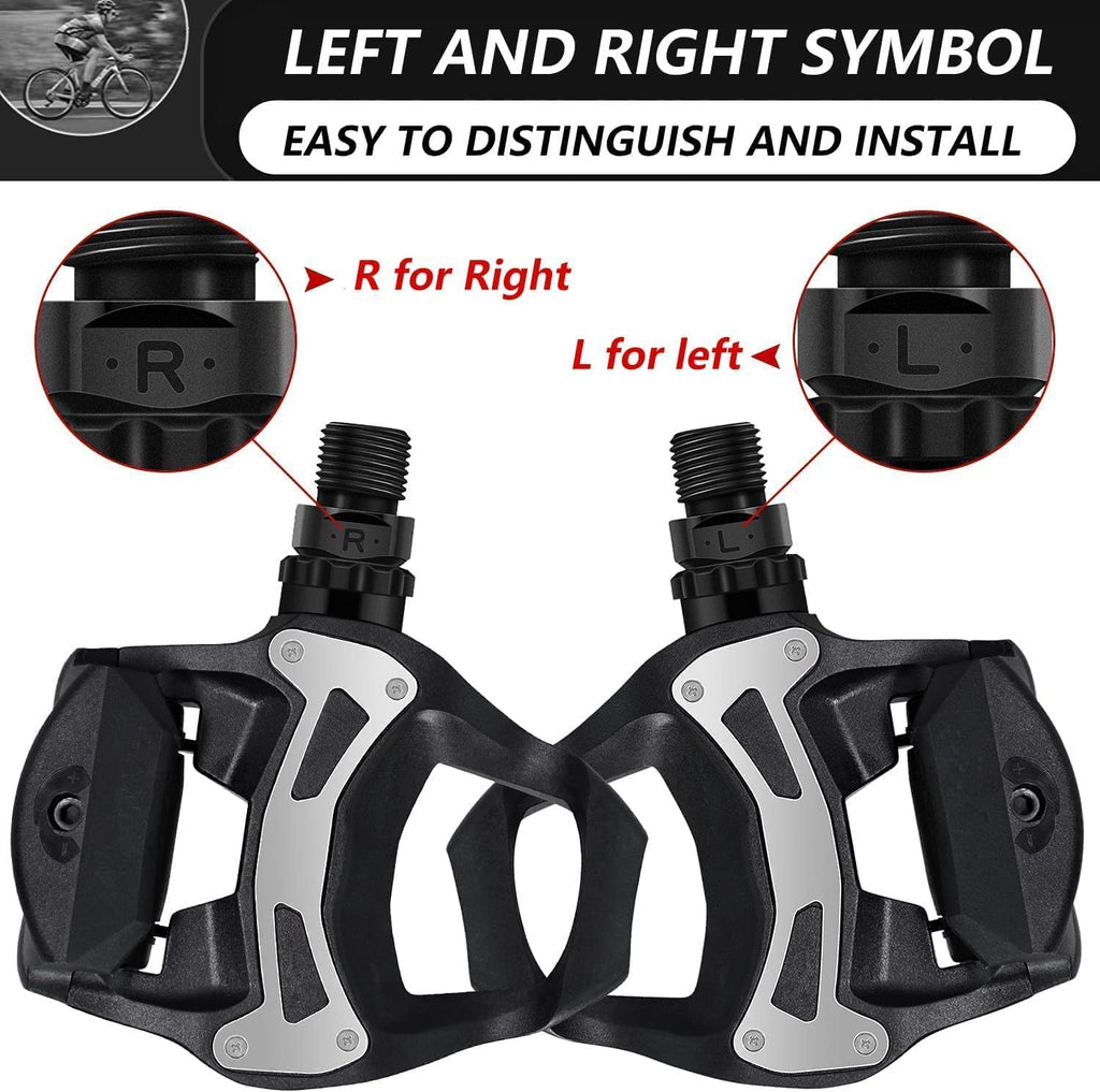 Jolof Store Road Bike Pedals | SPD-SL Compatible Wide Platform Cleat Set