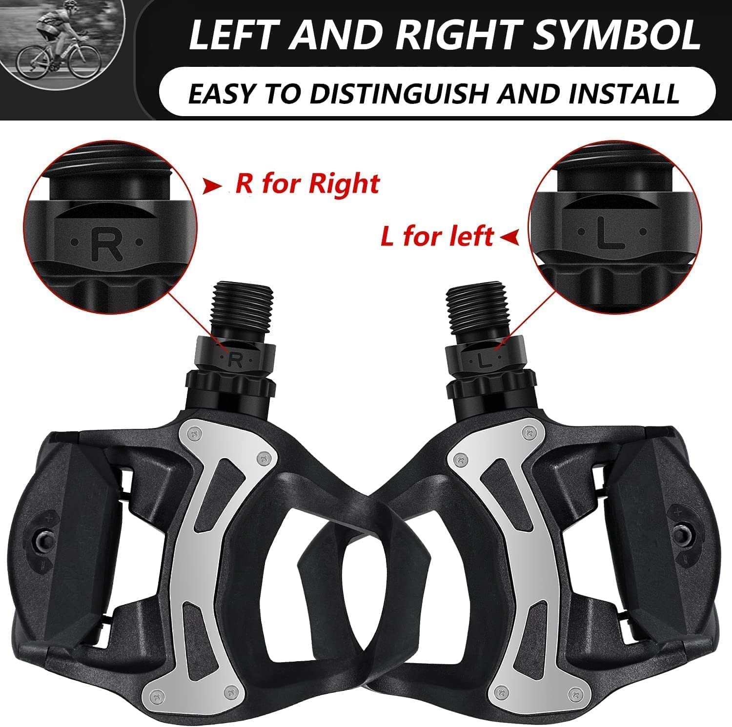 Jolof Store Road Bike Pedals | SPD-SL Compatible Wide Platform Cleat Set