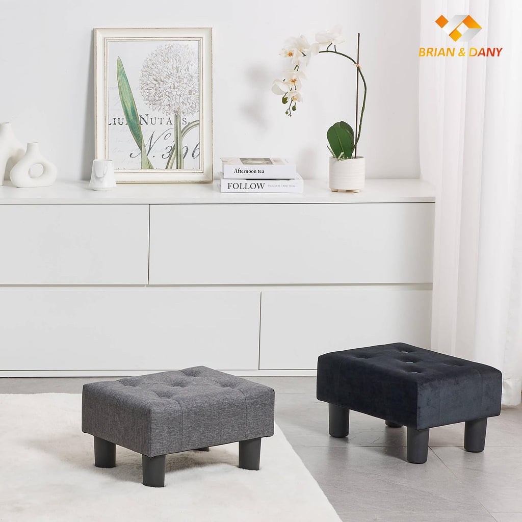 BRIAN & DANY Small Foot Stool, Velvet Footstool with Legs, Footstools for Living Room, Ottoman Footrest Extra Seating for Entryway, Black - image 5