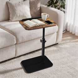 comfoyar C Shaped Side Table Adjustable Height, 360° Swivel 180° Flip Bedside Table with Slat for Sofa Bathtub - image 1