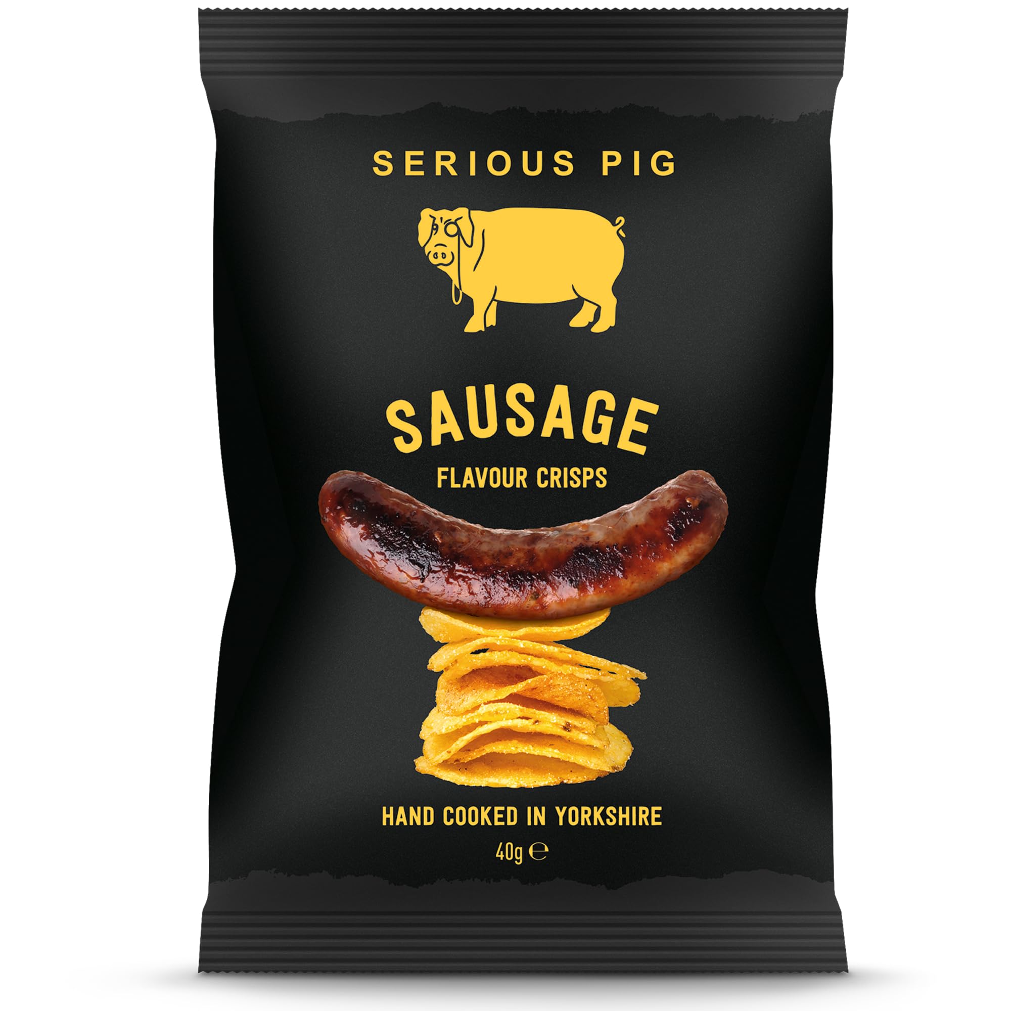 Serious Pig Sausage Flavour Hand Cooked Crisps - Vegan & Gluten-Free (12x40g)
