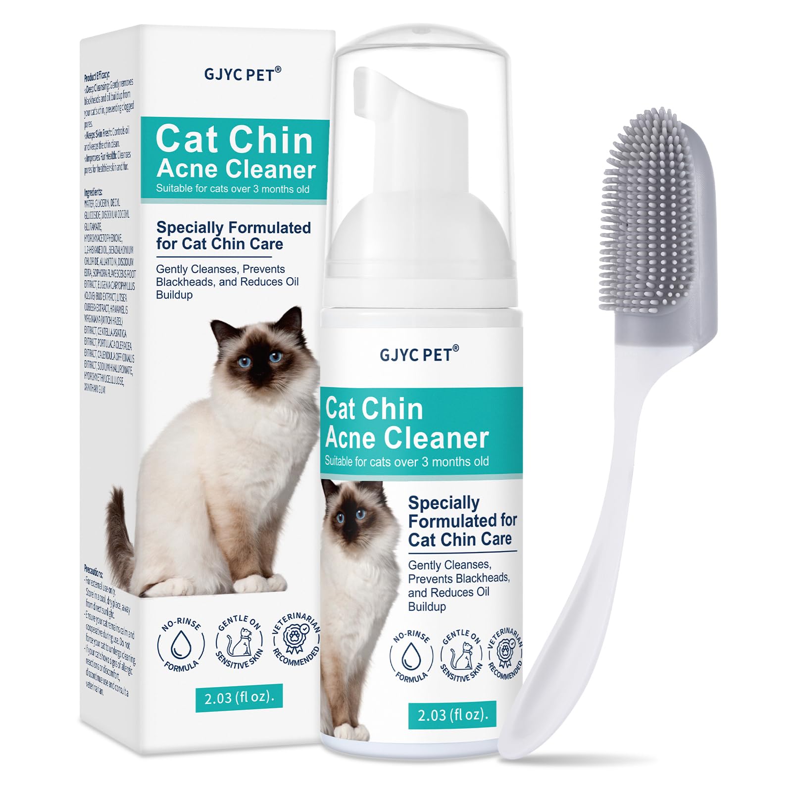 Jolof Store Cat Acne Chin Remover – No-Rinse Mousse with Brush