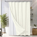 ROLIZOE 3-in-1 Boho Shower Curtain Set | Tufted Chevron Fabric & Liner