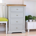 GROFurniture Cashmere Grey 4 Drawer Tallboy Chest | Solid Wood Slim Chest