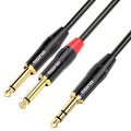 Tisino 6.35mm TRS to Dual 6.35mm TS Mono Y-Splitter Insert Cable – 1m