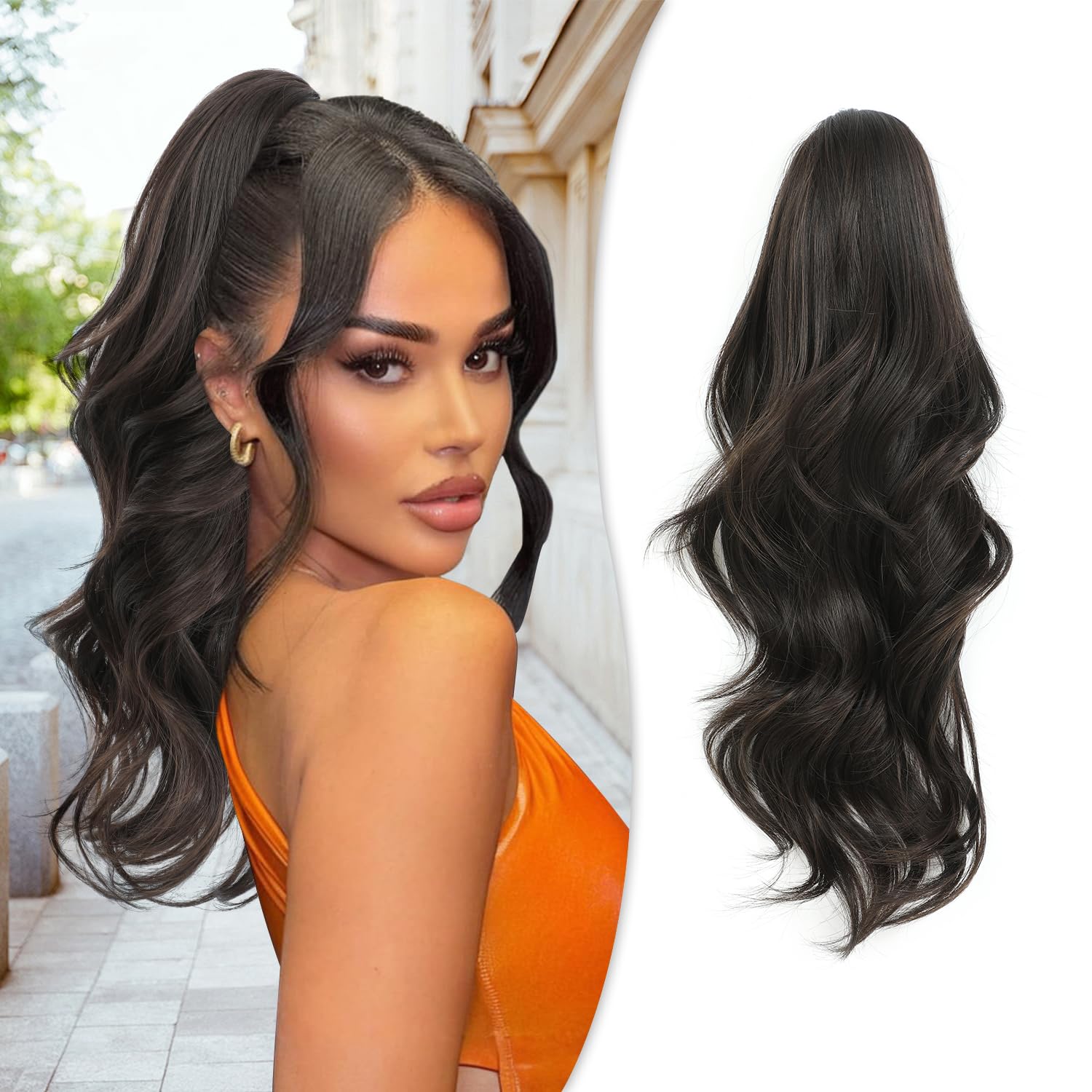 Fine Plus 20" Synthetic Claw Clip Ponytail Extension – Curly Layered Hair