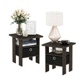 Furinno Andrey Side Table Set of 2 | Nightstand with Storage Bin