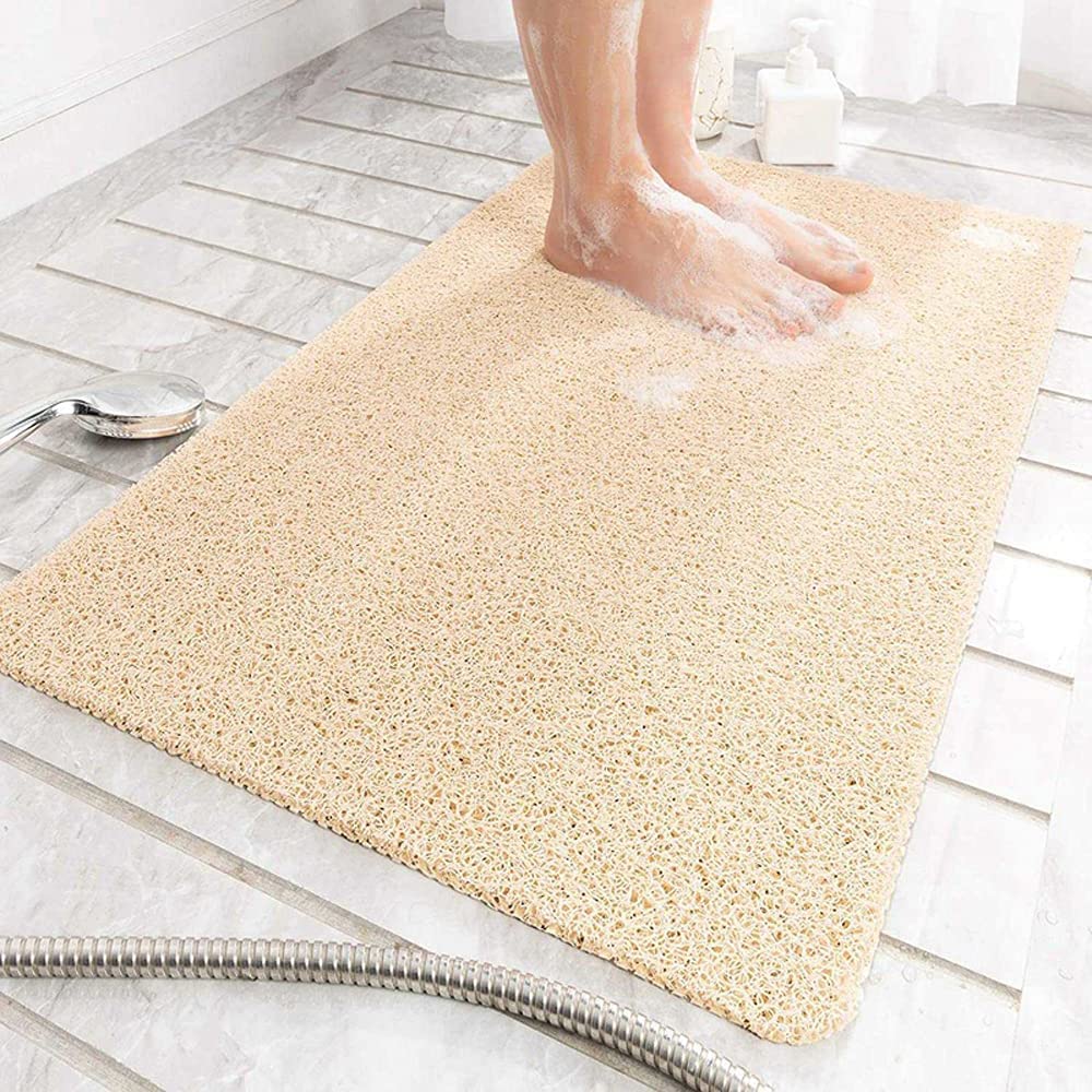 Lurowo Loofah Shower Mat – Non-Slip PVC Massage Bath Rug with Drain, 40x80cm