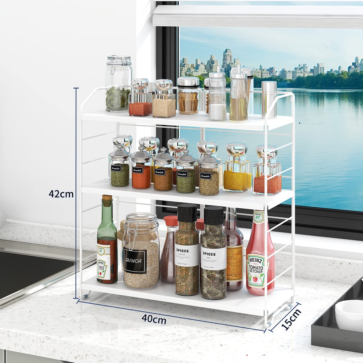 AIRUJIA 3-Tier Spice Rack Organizer – Stainless Steel Kitchen Storage Shelf