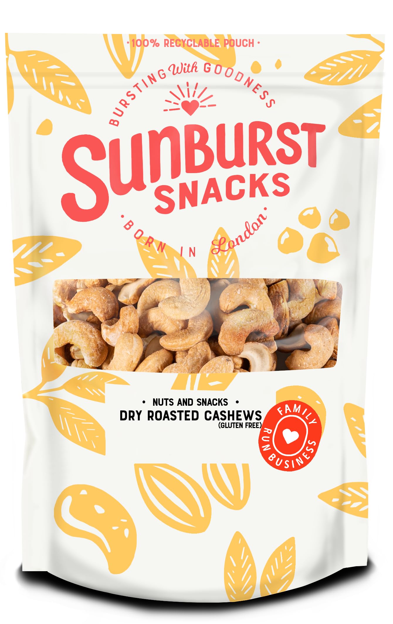 Sunburst Whole Cashew Nuts – Dry Roasted & Sea Salted, Non-GMO, 1kg