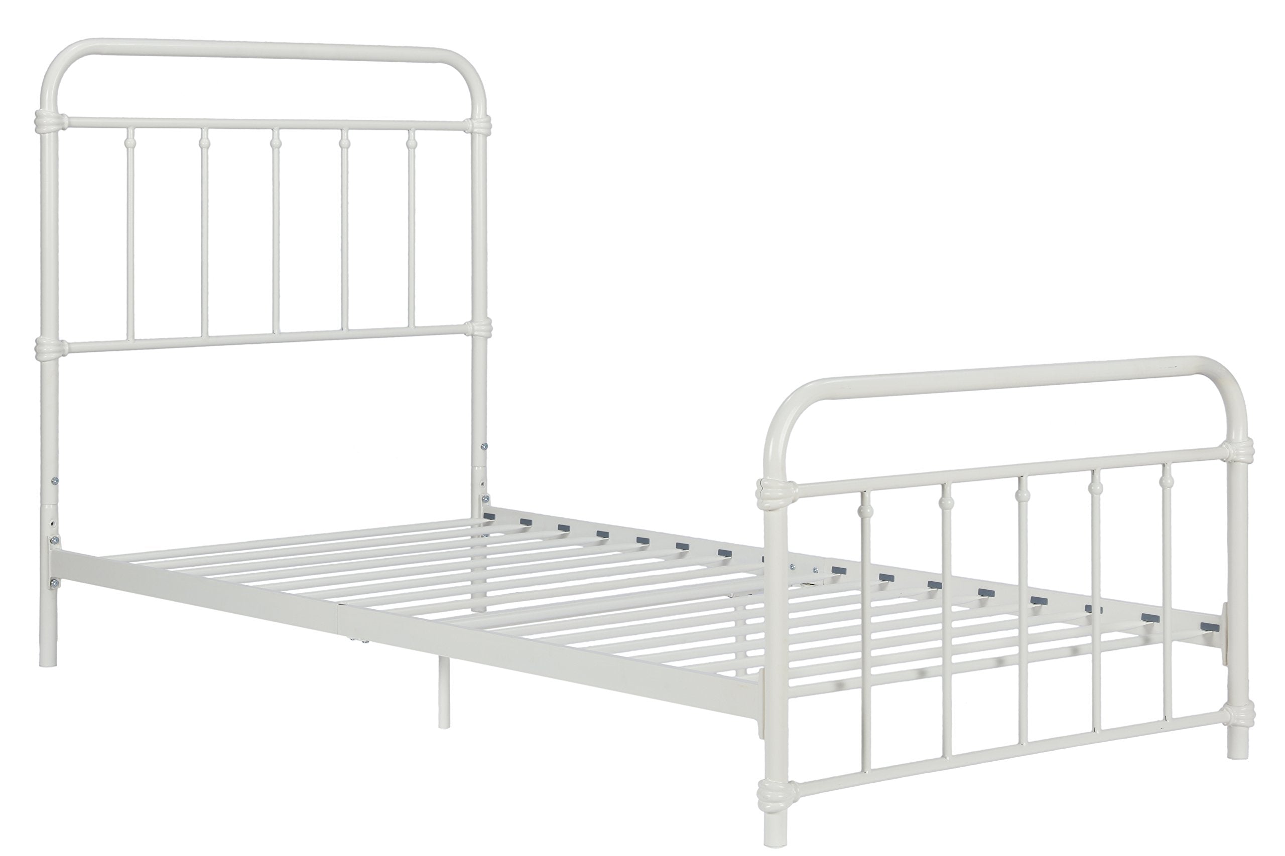 DHP Wallace Metal Bed – Vintage Twin Platform Frame with Slats, White