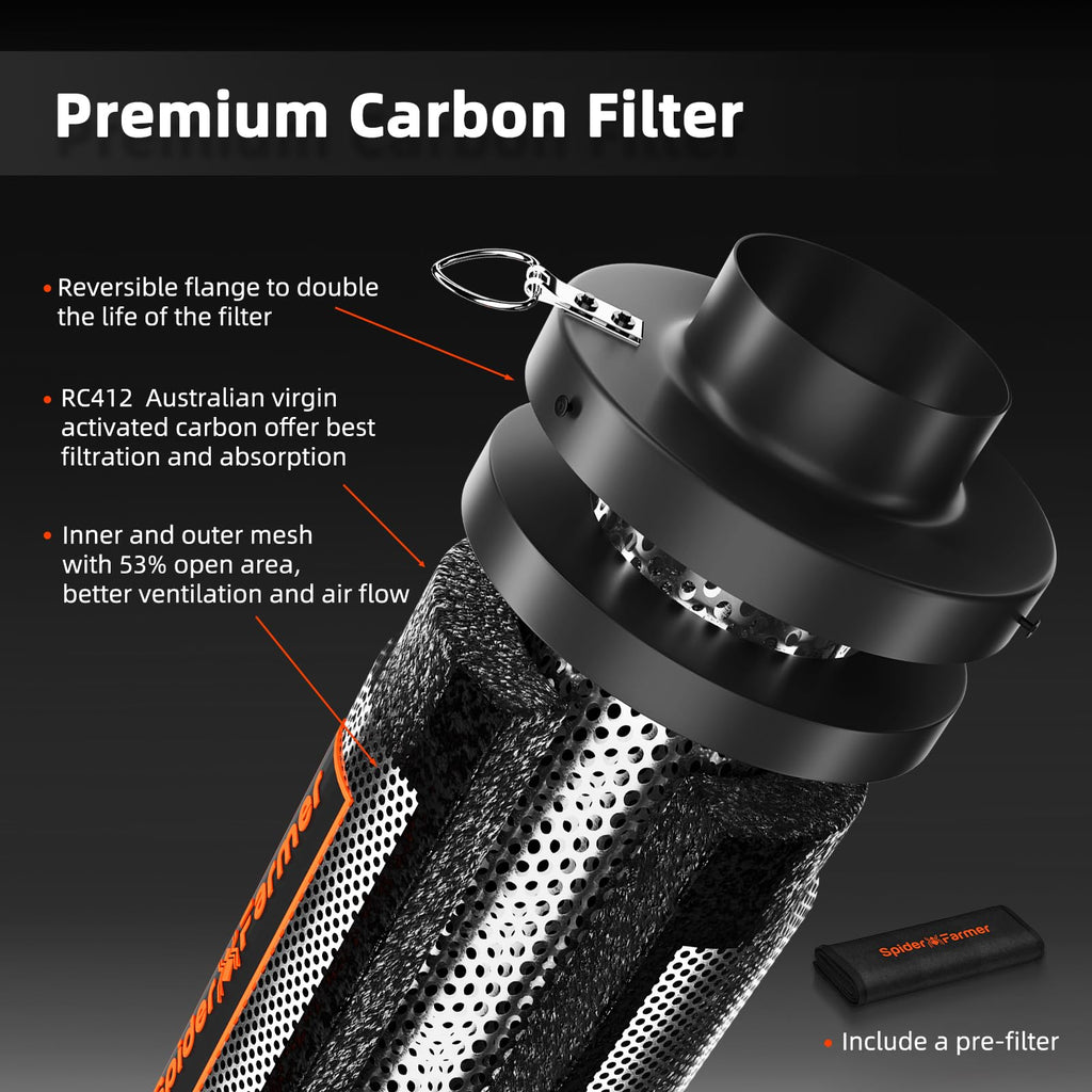 Spider Farmer 6 Inch Carbon Filter | Australian Charcoal for Grow Tents