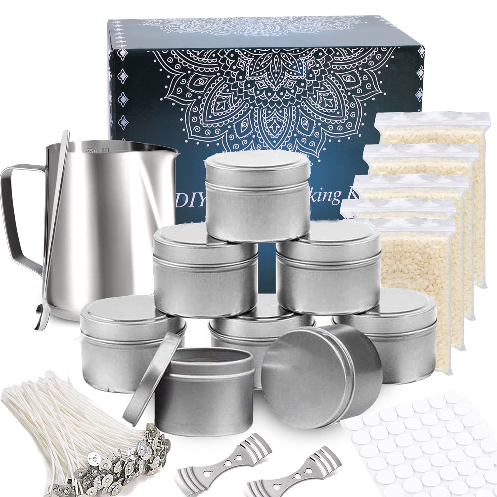 TEPENAR Candle Making Kit for Adults - DIY Beeswax Supplies with 8 Tins