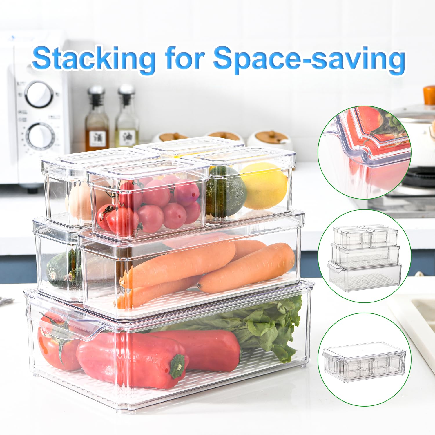 KUMD 14 Pack Fridge Organisers | Stackable BPA-Free Storage Containers