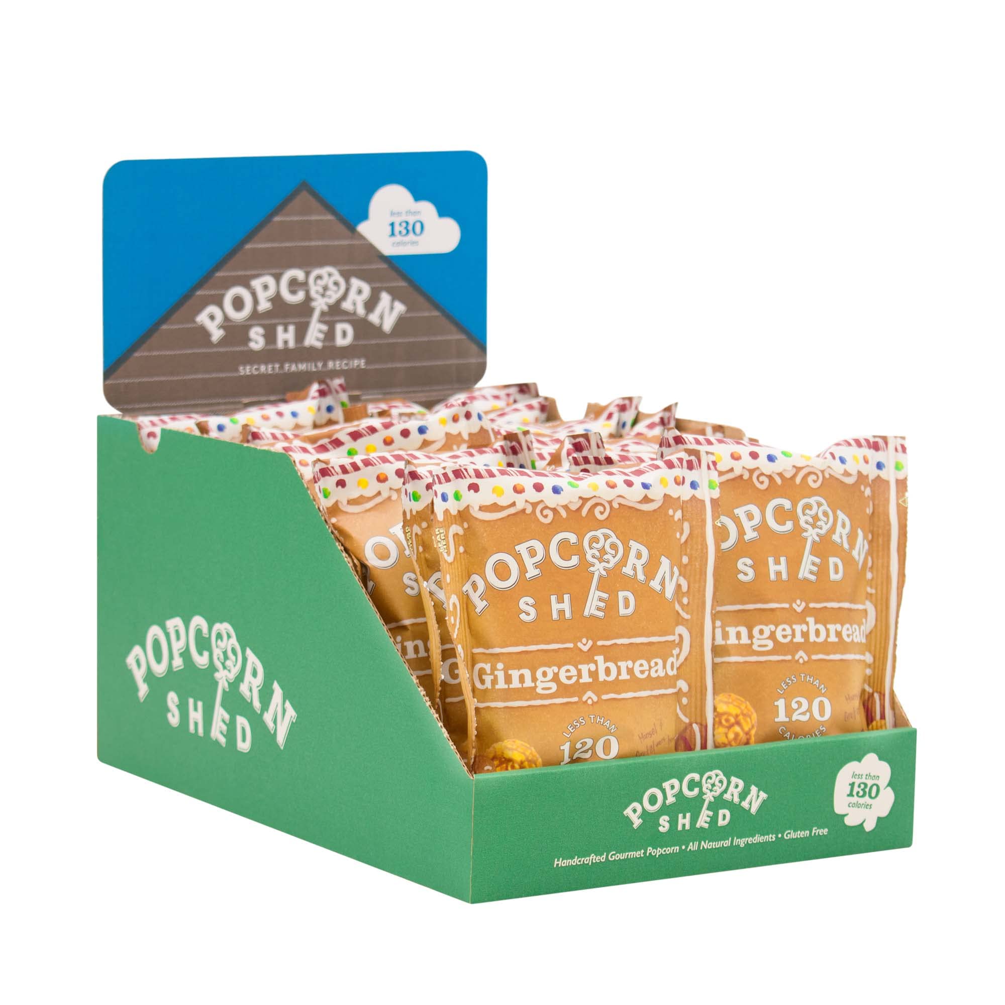Popcorn Shed Gingerbread Caramel Popcorn – Vegan & Gluten Free – 16 x 24g