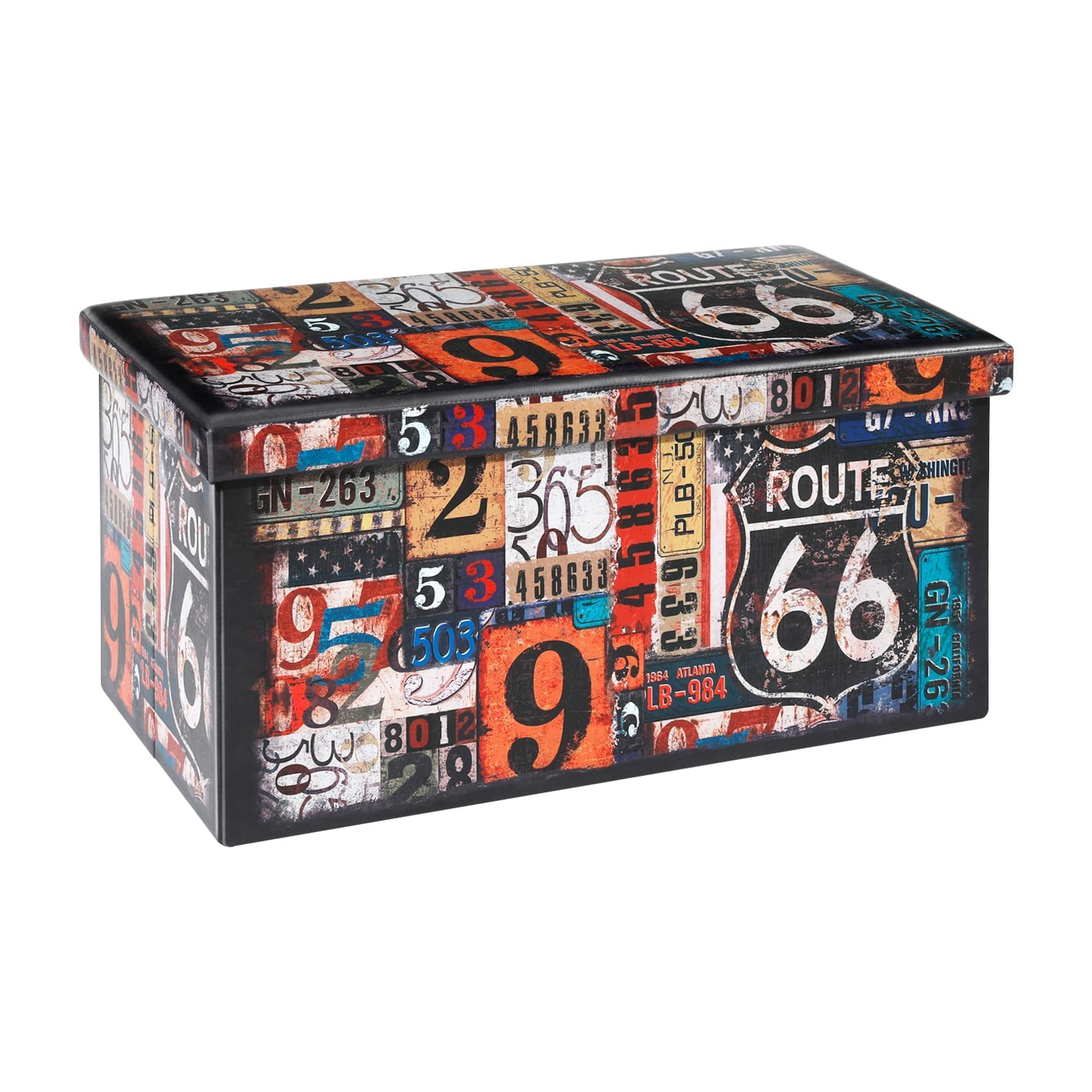 Bonlife Faux Leather Folding Storage Ottoman Bench | Large Toy Box