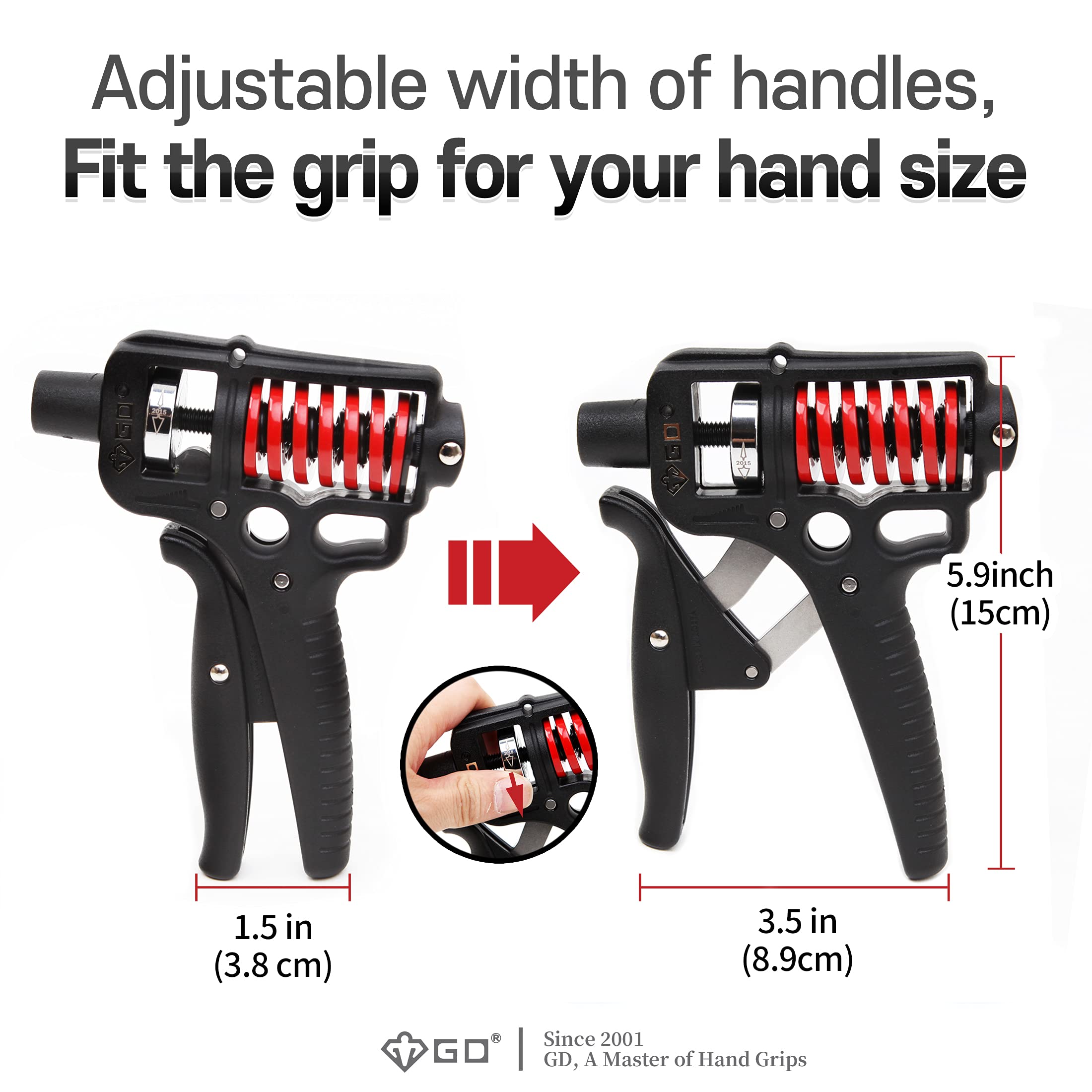 GD Grip Ultra-70 Hand Grip Strengthener | Adjustable 44–154 lbs
