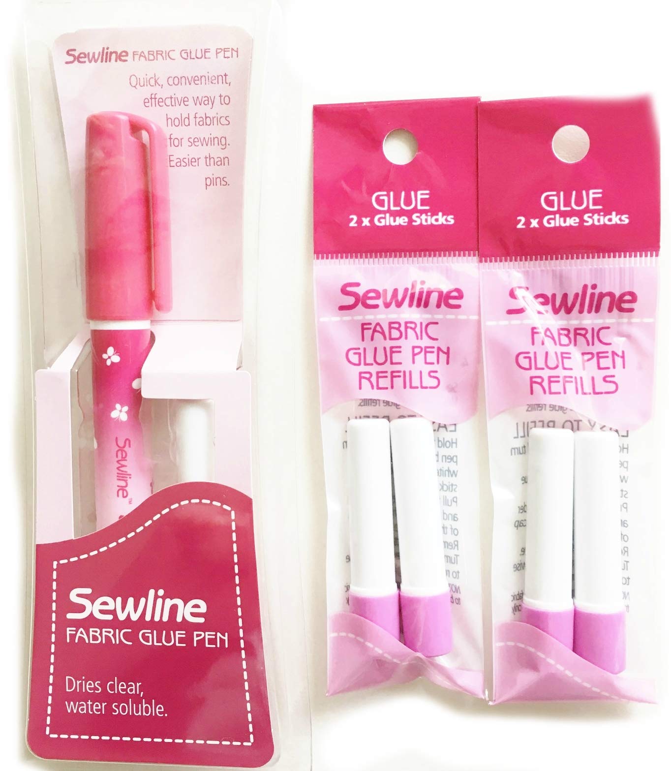 Sewline Fabric Glue Pen with 5 Refills | Clear Adhesive for EPP & Sewing