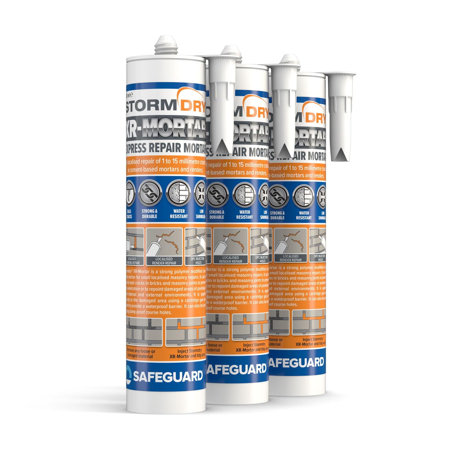Stormdry Waterproof Express Repair Mortar - Grey Sand, 310ml (3 Pack)