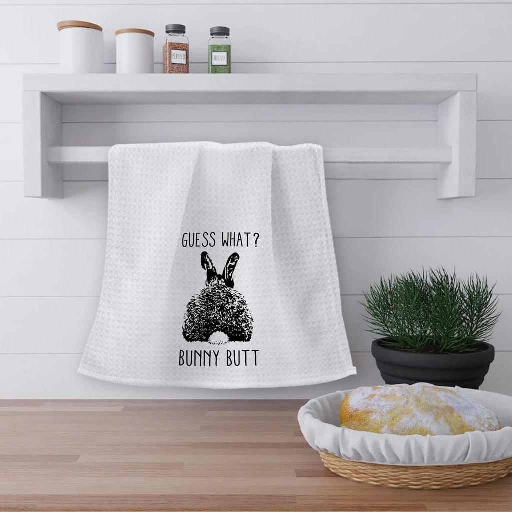 OHSUL Guess What? Bunny Butt Highly Absorbent Kitchen Towels Dish Towels Dish Cloth,Funny Bunny Rabbit Butt Hand Towels Tea Towel for Bathroom - image 3