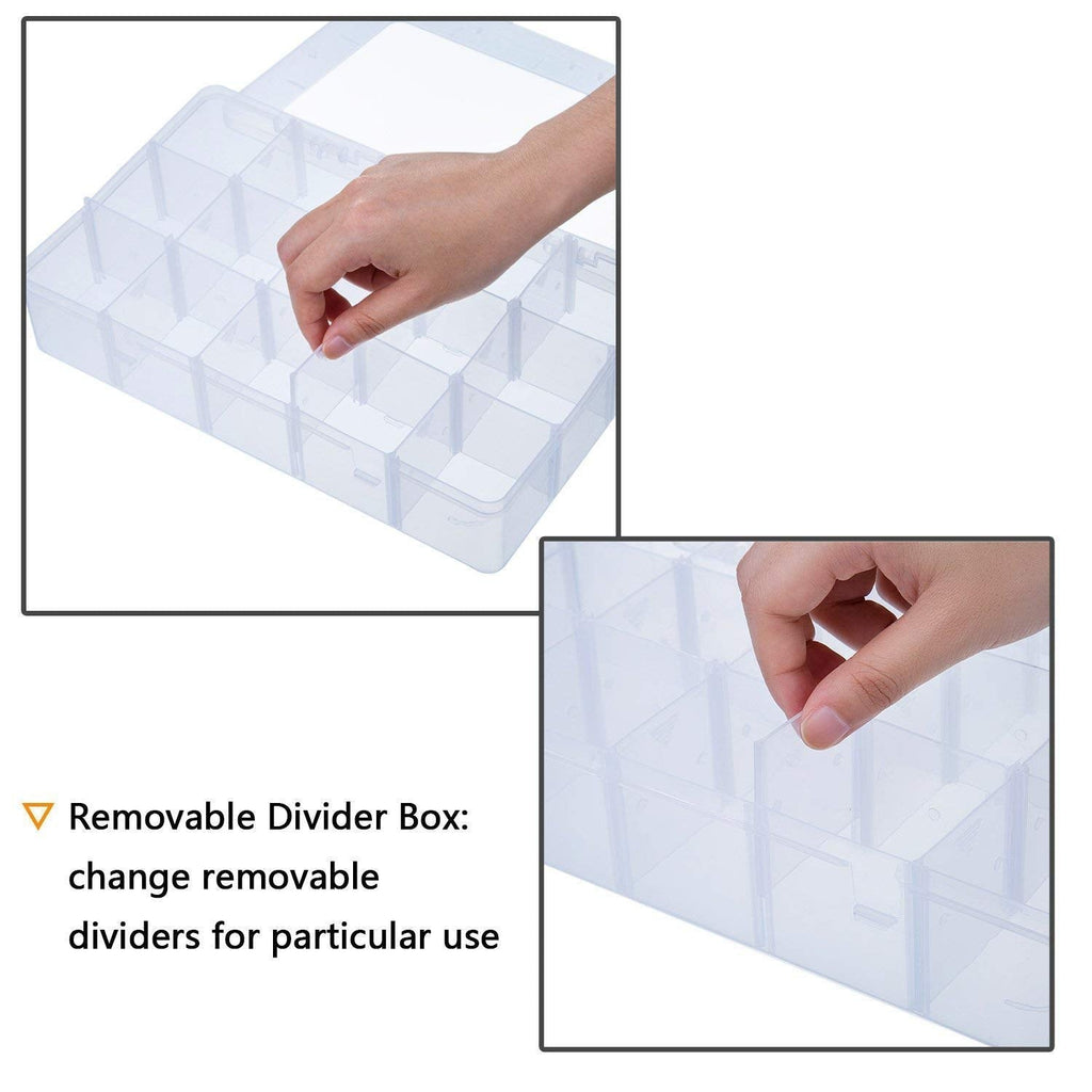 easybuy 15-Compartment Crafts Storage Box, Clear Adjustable Jewelry Bead Organizer Box Storage Container Case - image 4