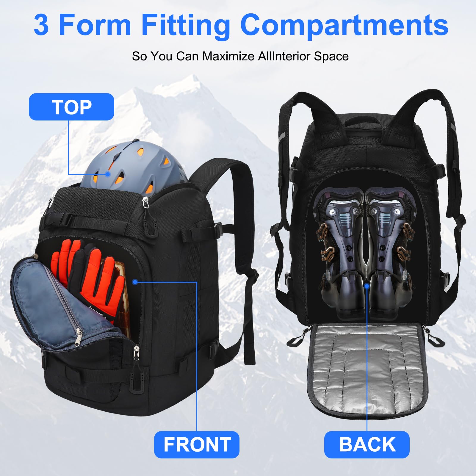50L Ski Boot Travel Backpack | 1680D Waterproof Nylon Bag