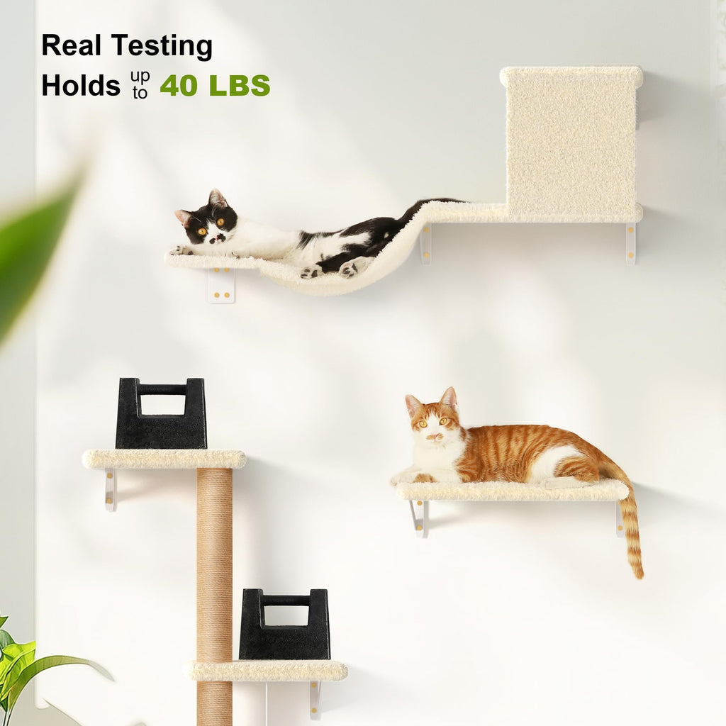 FUKUMARU 4-in-1 Cat Wall Shelves | Wooden Furniture Set with Scratching Post