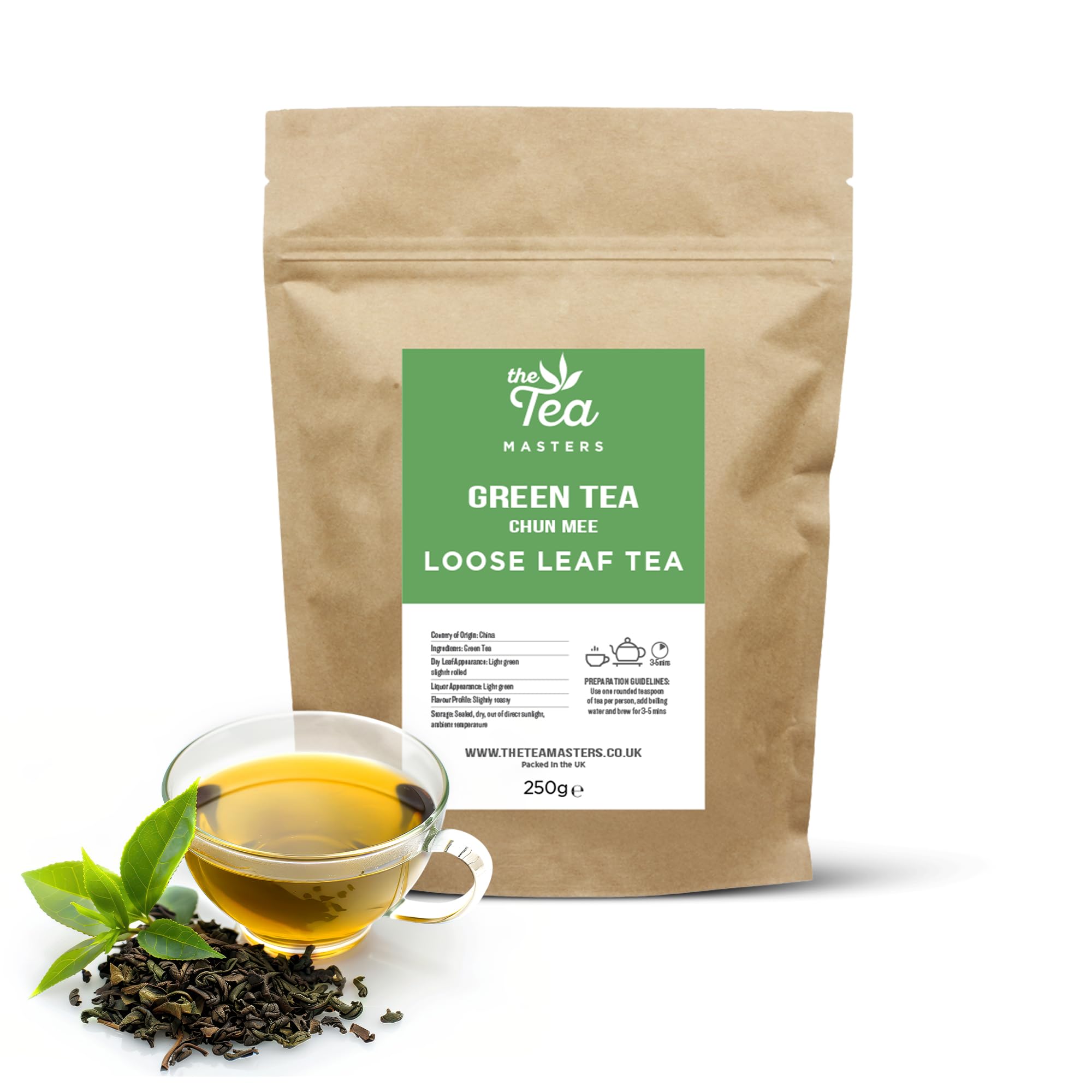 The Tea Masters Chun Mee Chinese Green Tea - 250g Loose Leaf